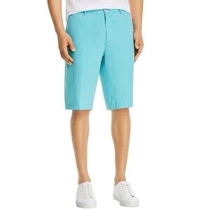 HUGO BOSS Men's Turquoise Rigan Linen Flat Front Shorts